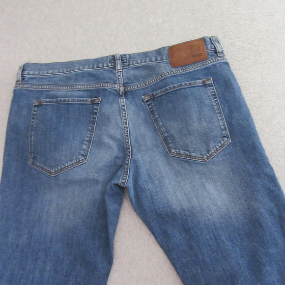 Hugo Boss Mens Straight Leg Jeans 38 x 32 Blue Stretch Medium Wash Pocket